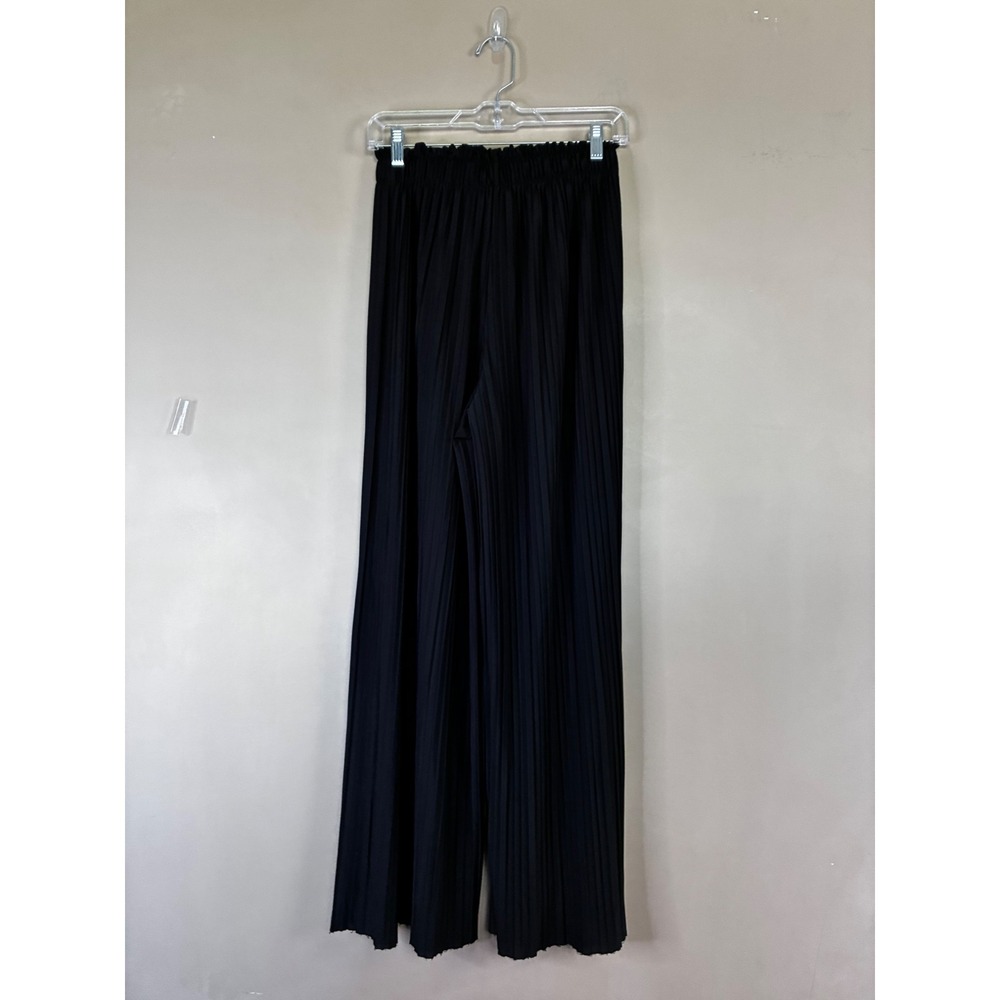 Lovepoem‎ by Block Black Pleated Wide Leg Paperbag Waist Pants Large PB 600